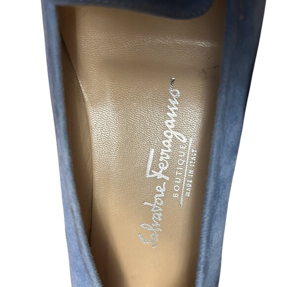 Blue Suede Loafers Quiet Luxury Minimal Chic Slip-On Comfort Old Money Luxe 7.5 - Picture 10 of 10